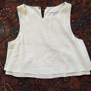 Apiece Apart White Linen Crop Top